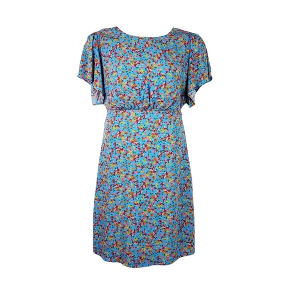 Loft Plus blue floral tie back dress